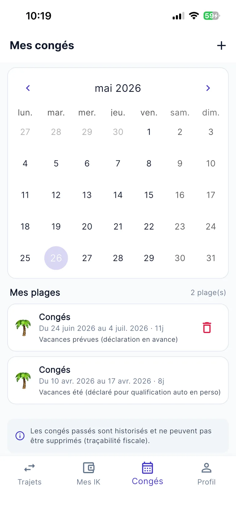 Signal Carnet : congés